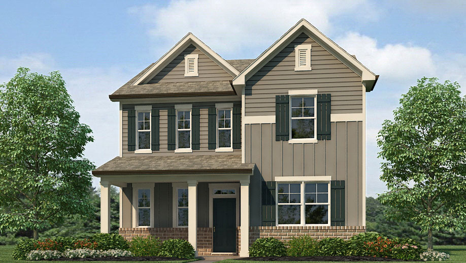 Exterior rendering of the Elevation L Irwin II floorplan in the Braselton Village community in Braselton, GA