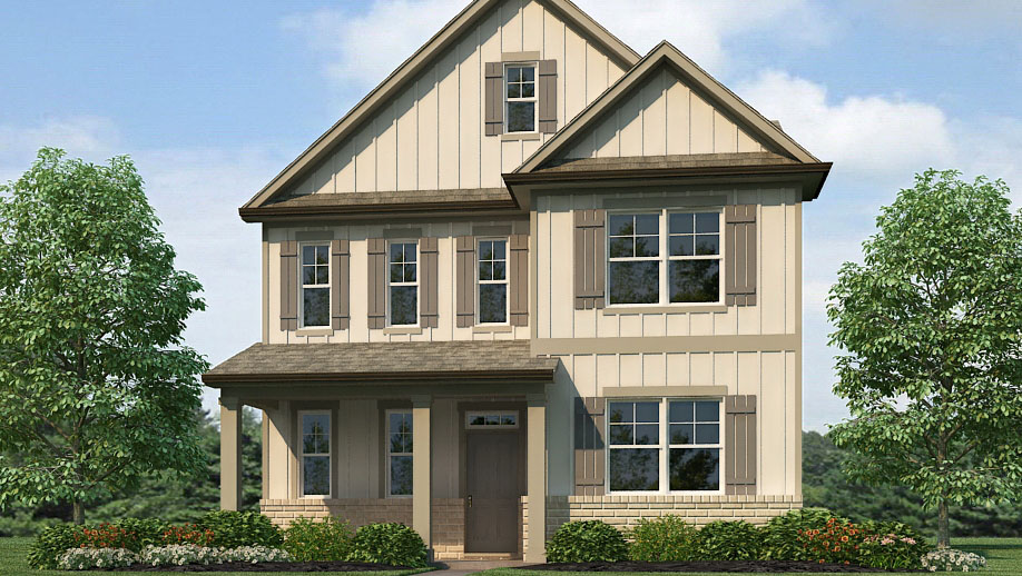 Exterior rendering of the Elevation M Irwin II floorplan in the Braselton Village community in Braselton, GA
