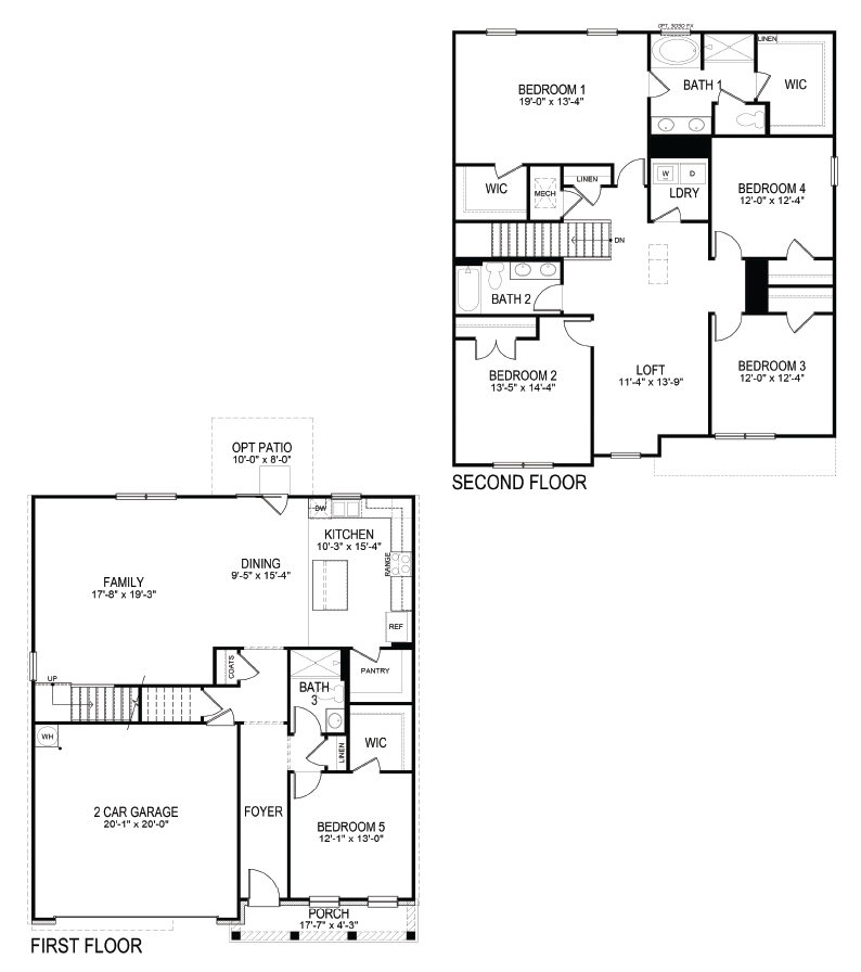 Single family two story floorplan at Lost Creek
