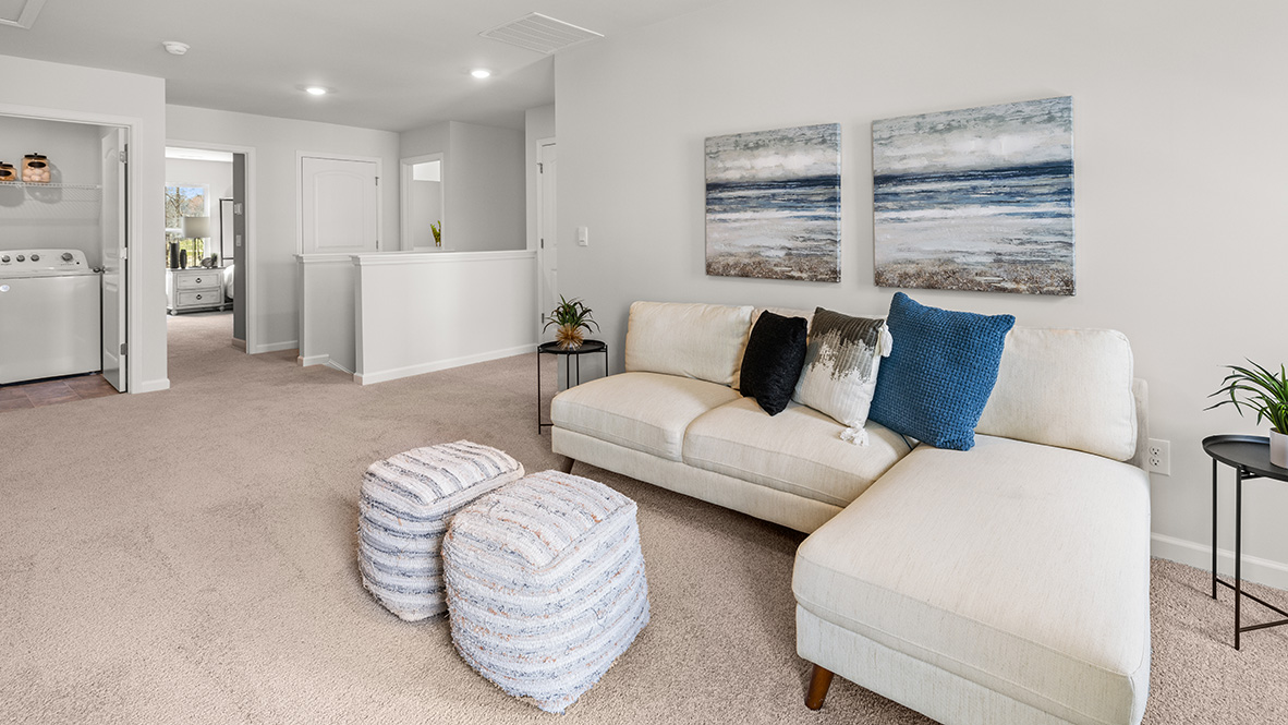 D.R. Horton-designed loft in Hanover Plan for additional living or office setup within Lost Creek New Construction Home