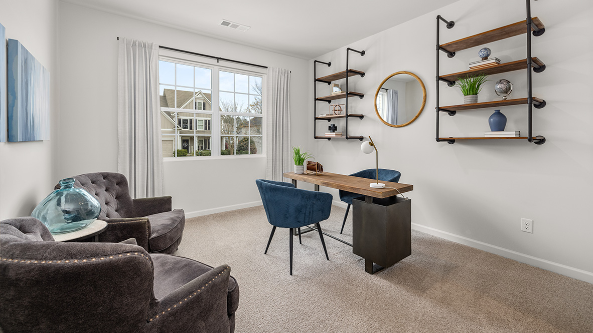 The Hanover Plan, a New Construction Home offering flexible space for home office, study, or playroom