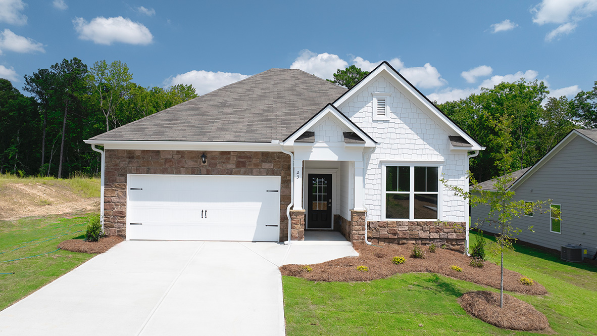 Exterior home with stone detailing