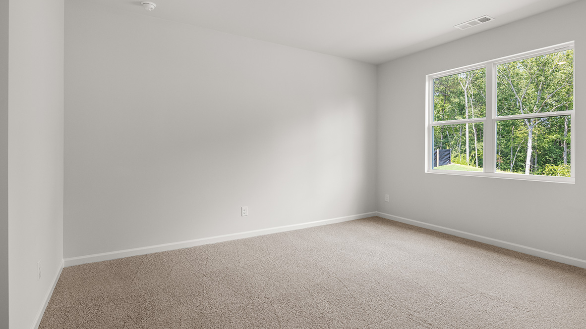 Interior primary bedroom with large window
