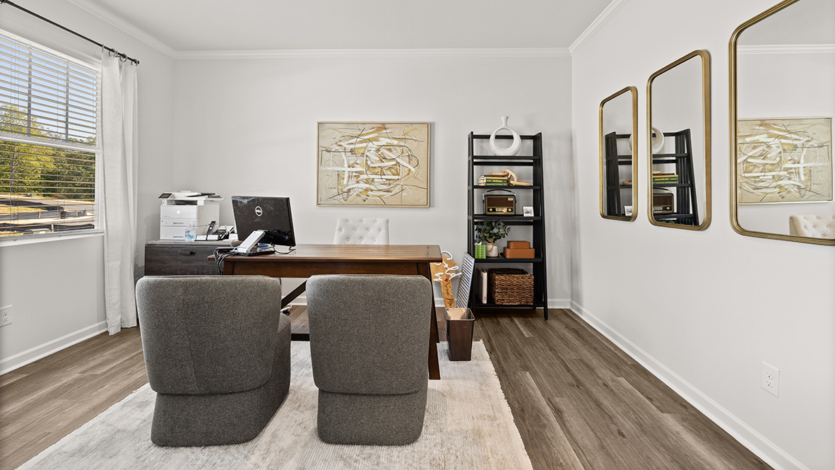 Interior flex room with large window