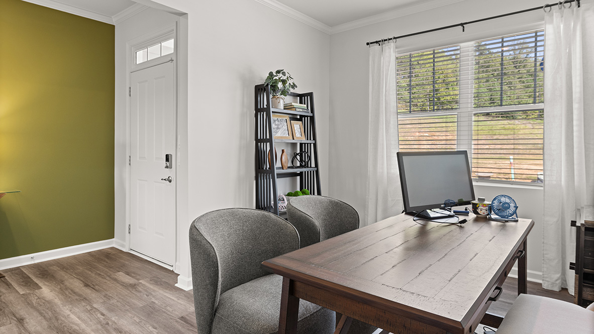 Interior flex room with large window