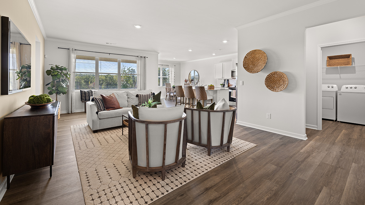 Interior living area with large windows
