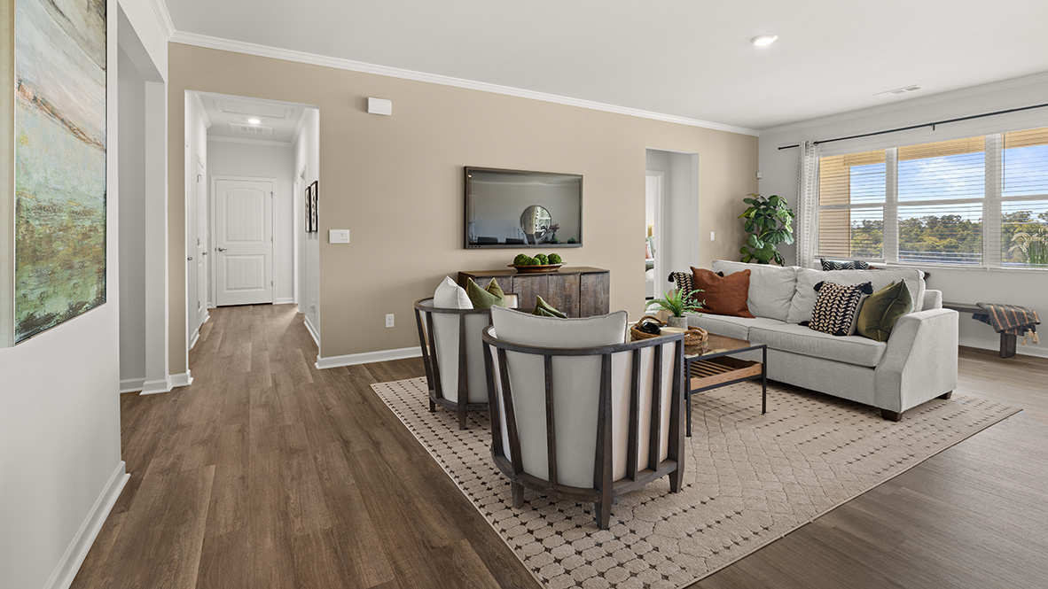 Interior living area with large windows