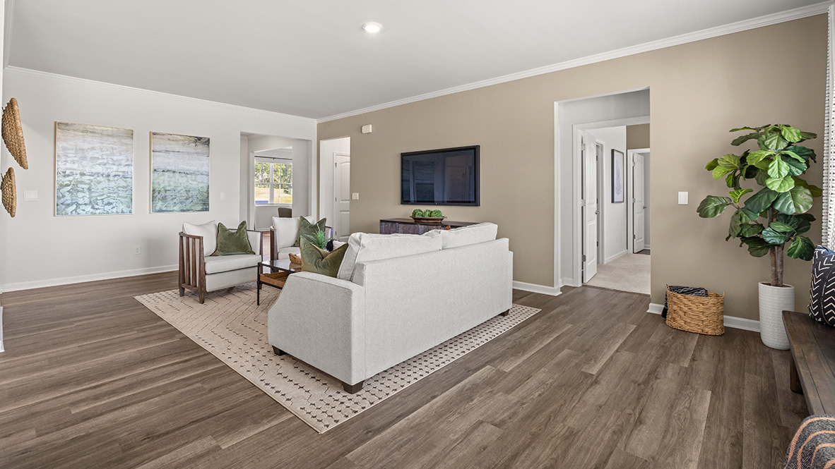 Interior living area with large windows