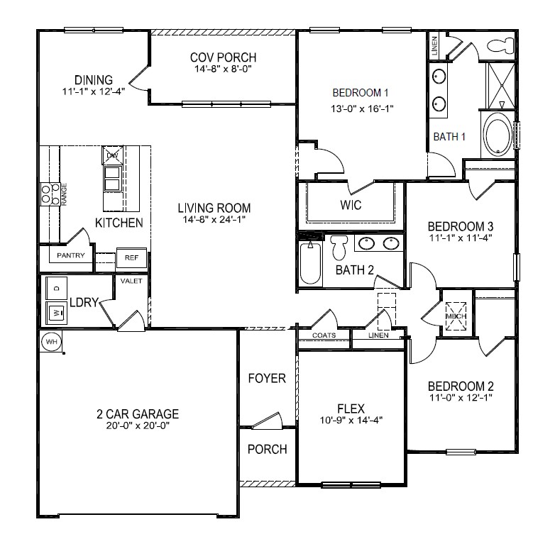 Single family ranch style floorplan at Lost Creek
