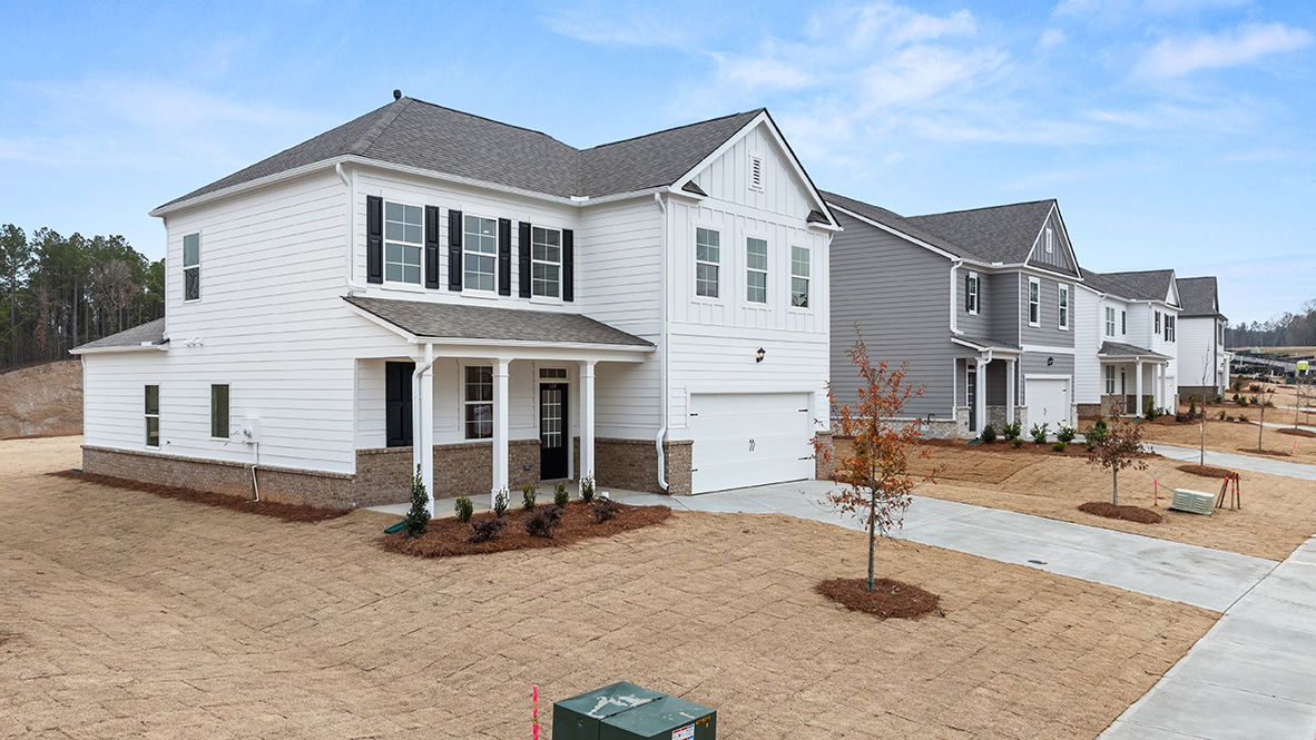 Front exterior of the Belfort floorplan at Parkside at Carter Grove in Cartersville, GA