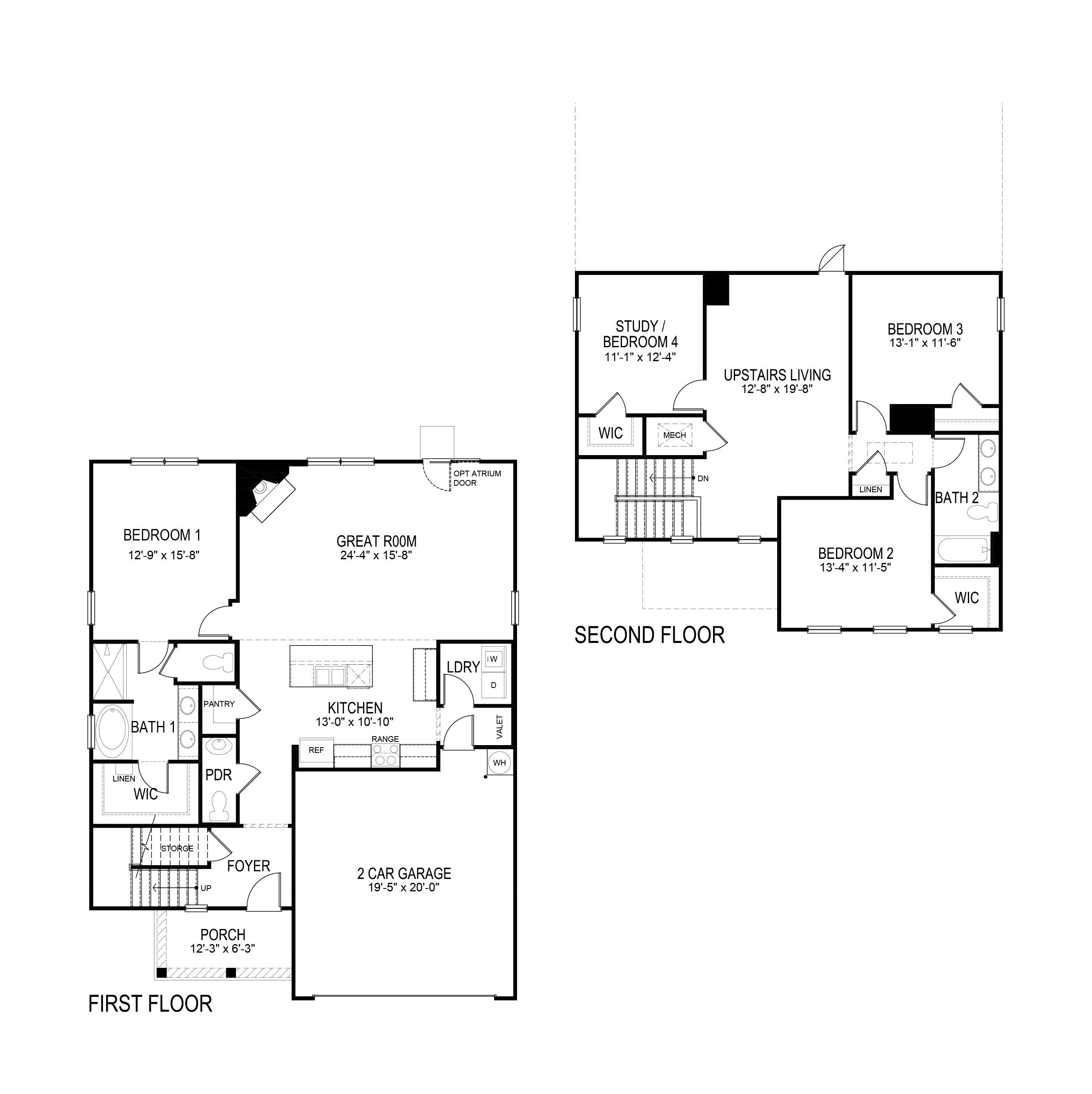 Belfort two-story home floorplan at Parkside at Carter Grove in Cartersville, Georgia