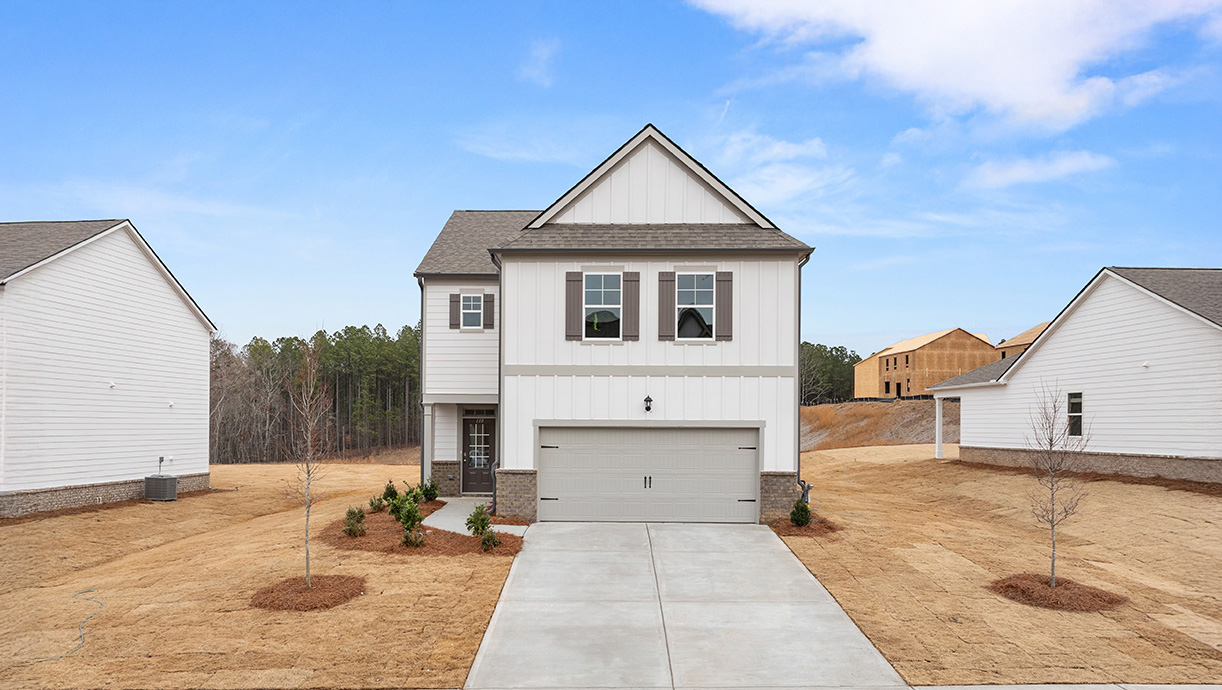 Front exterior of the Elston floorplan at PArkside at Carter Grove in Cartersville, GA
