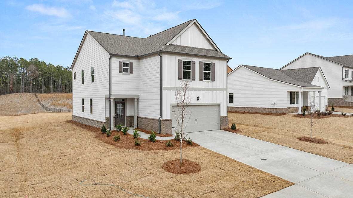 Front exterior of the Elston floorplan at PArkside at Carter Grove in Cartersville, GA