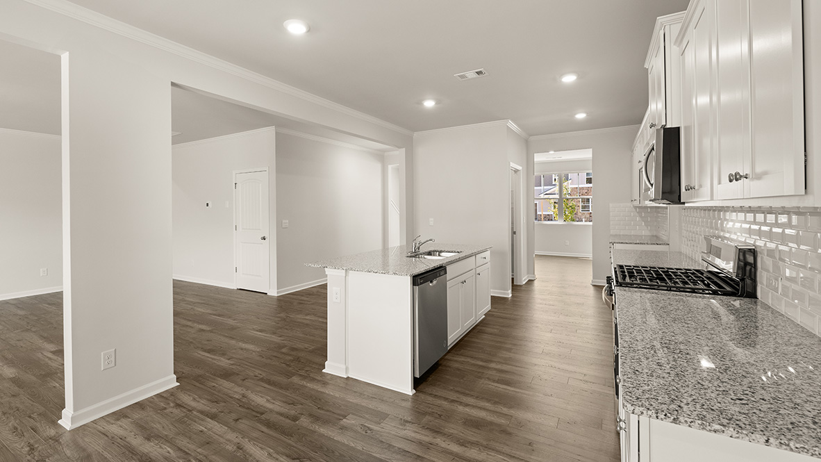 Interior kitchen open to living area