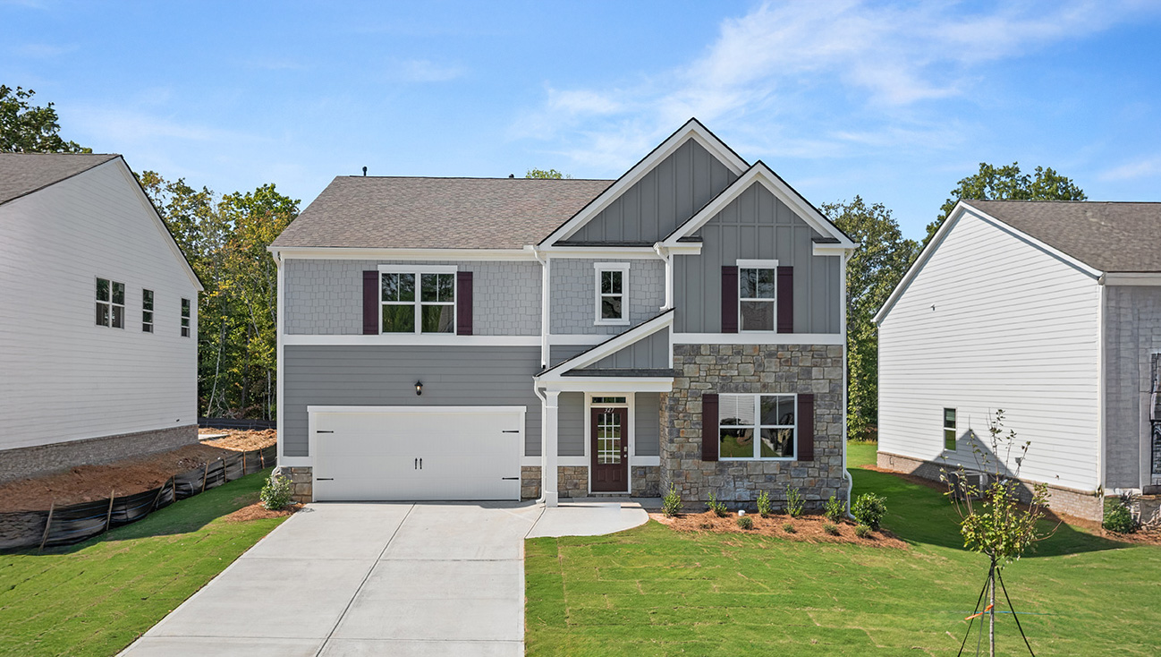 Front exterior of the Halton floorplan at Parkside at Carter Grove in Cartersville, GA