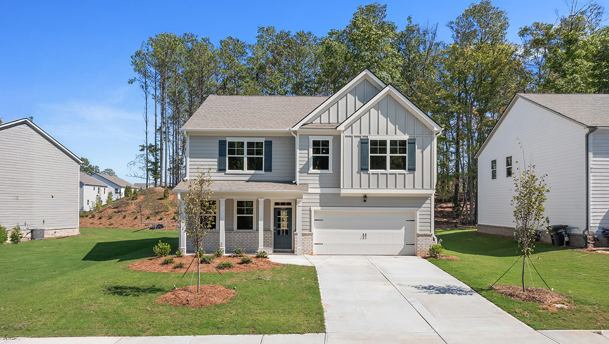 Front exterior of the Hanover floorplan at Parkside at Carter Grove in Cartersville, GA