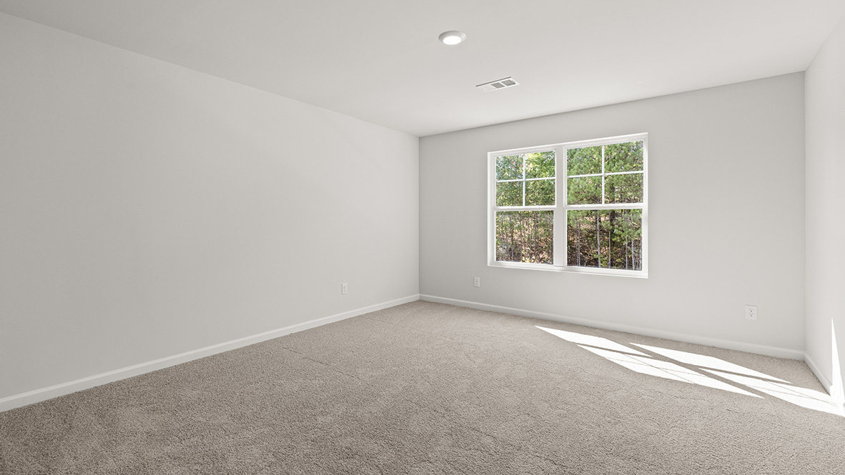 Interior bedroom with large window