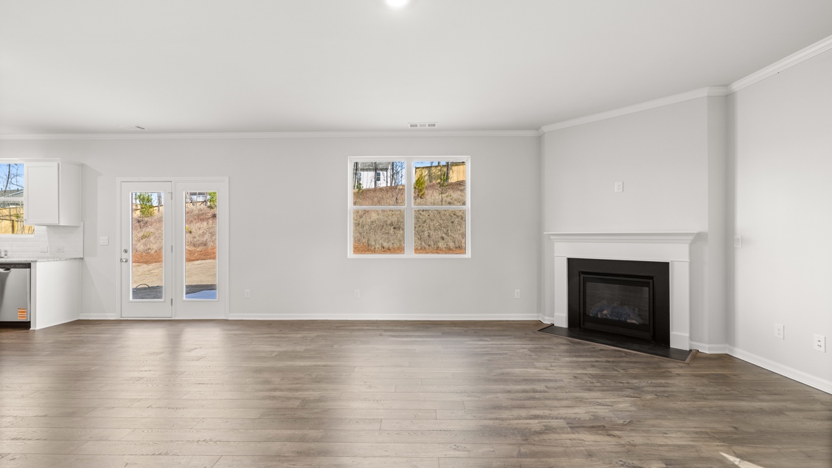 Interior living area open to kitchen and dining area