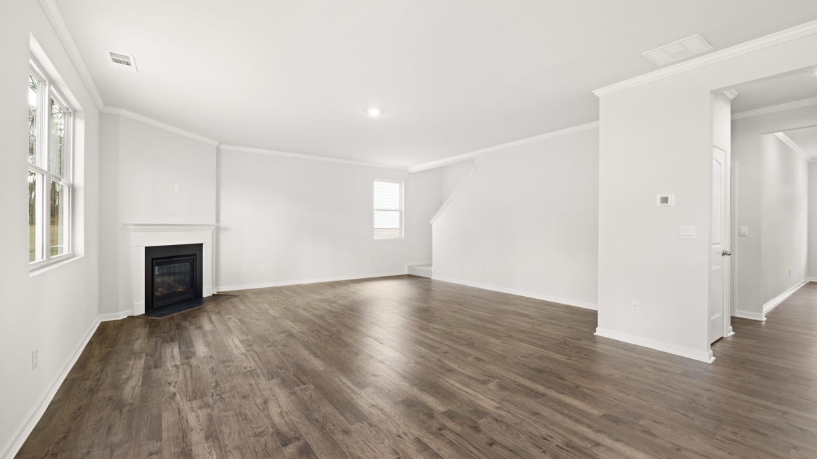 Interior living area open to kitchen and dining area