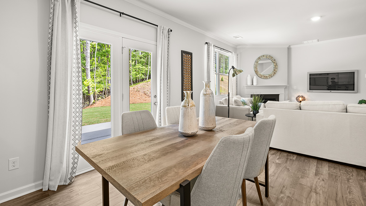 Interior dining area open to living area