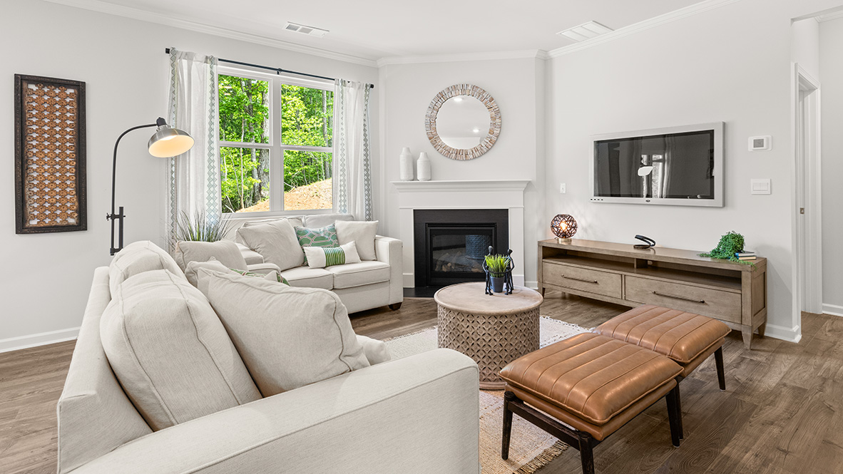 Interior living area with fire place
