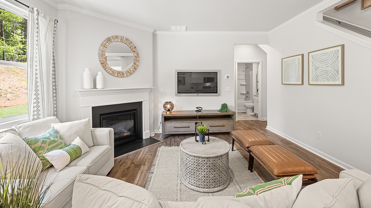 Interior living area with fire place