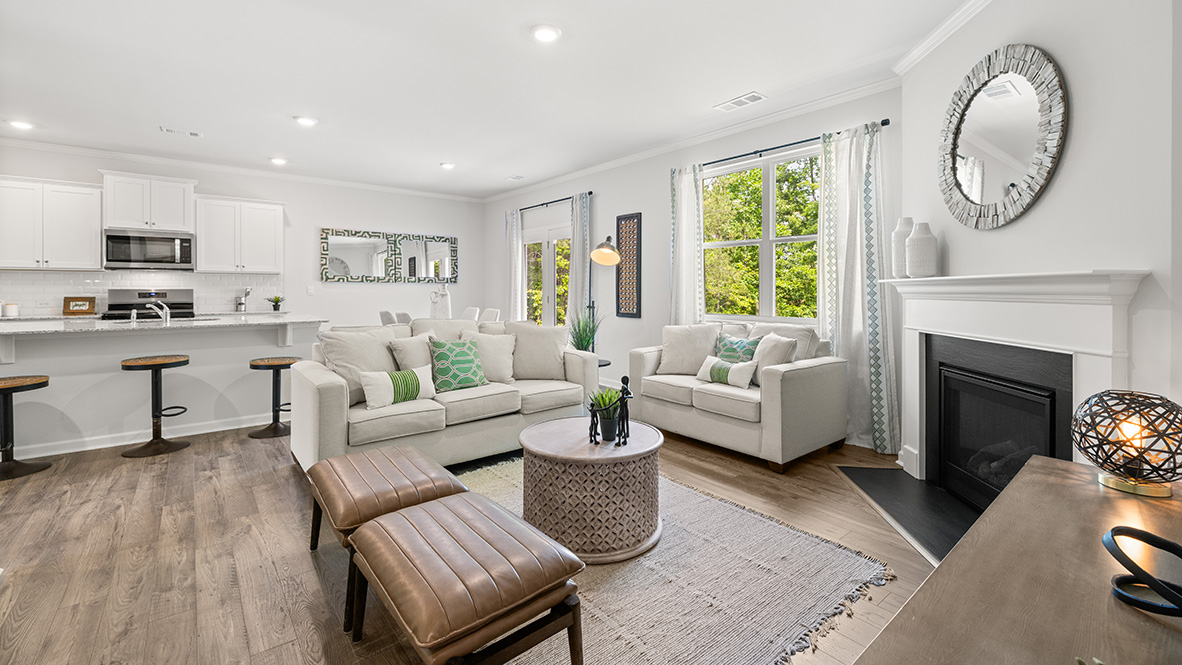 Interior living area with fire place