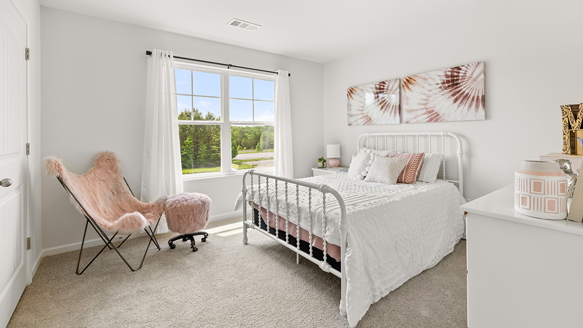 Interior bedroom with large window