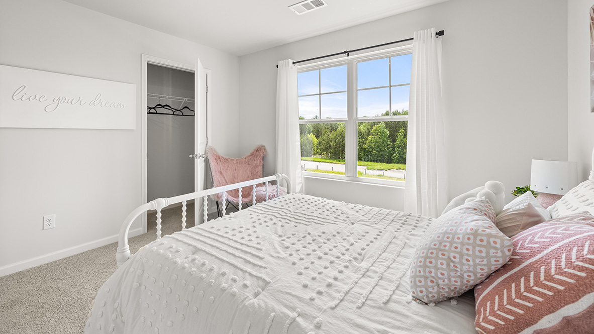 Interior bedroom with large window