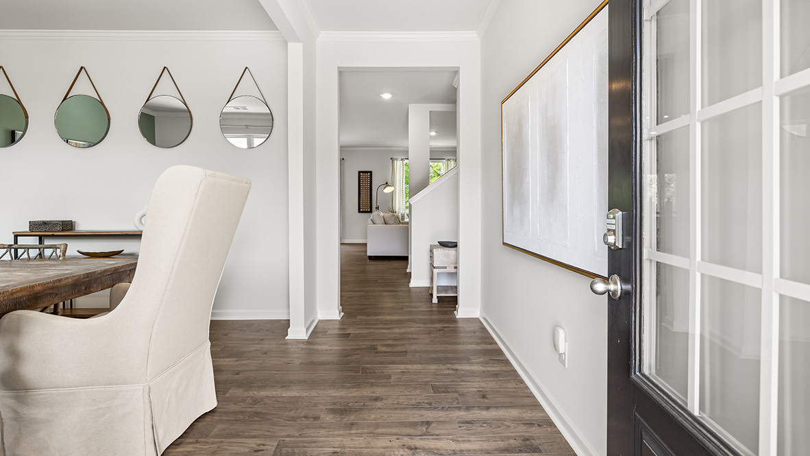 Interior entry-way next to flex area and leading to living area