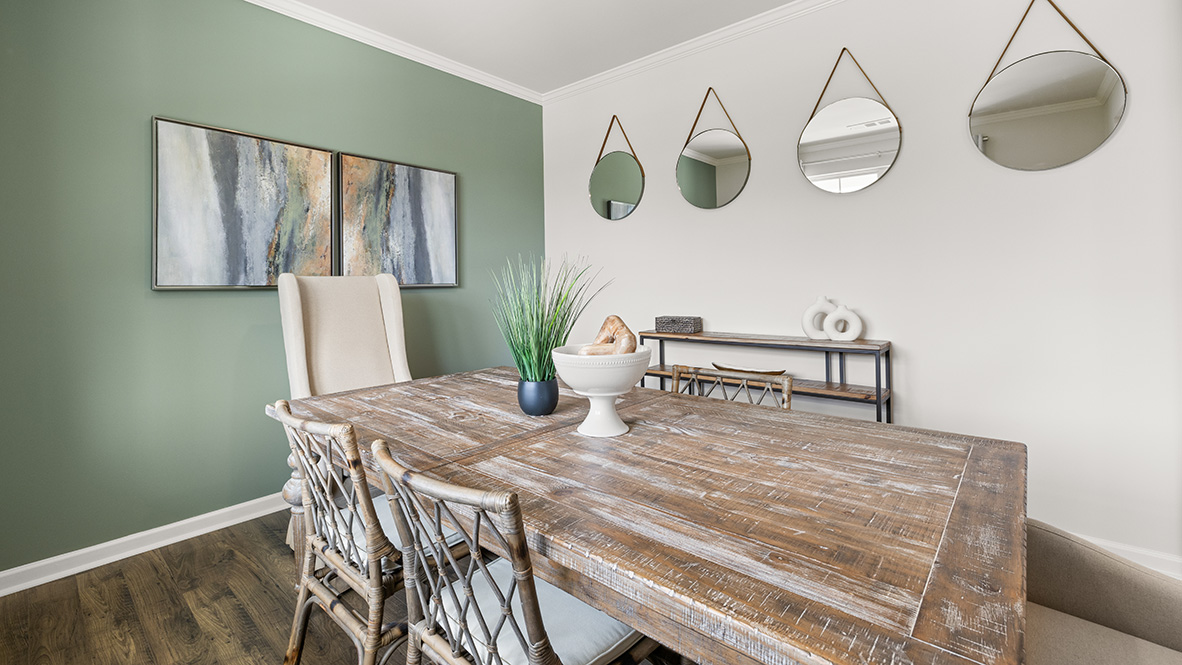 Interior flex room with accent wall