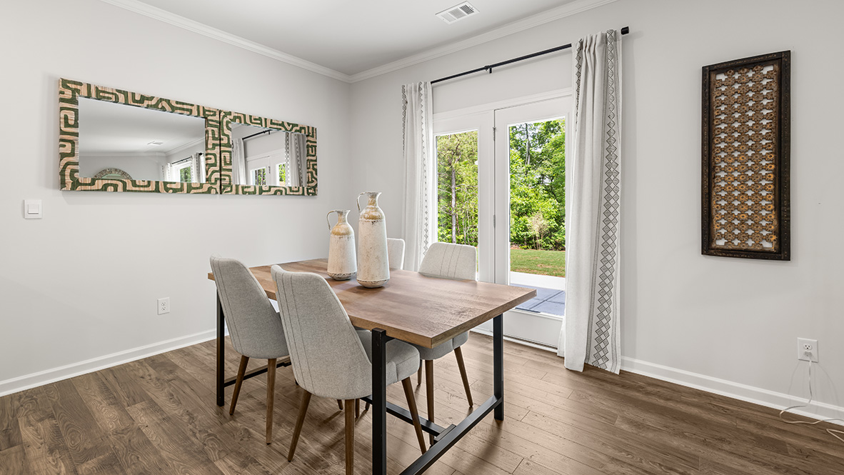 Interior dining area next to large window