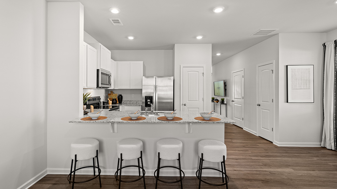 Interior kitchen with white cabinets