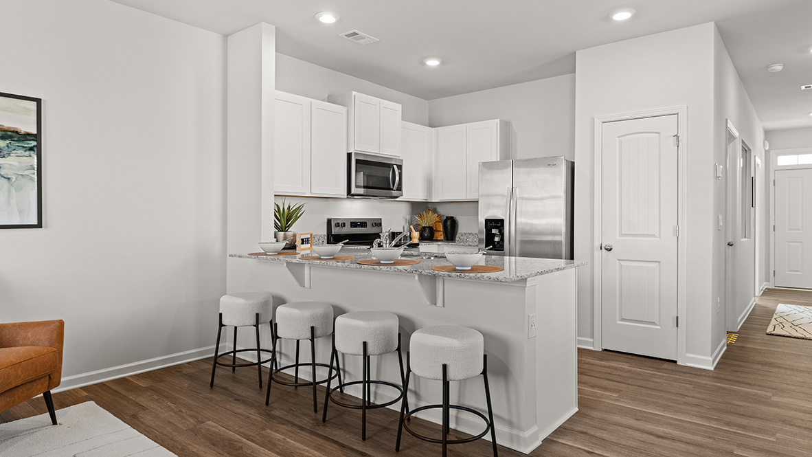 Interior kitchen with white cabinets