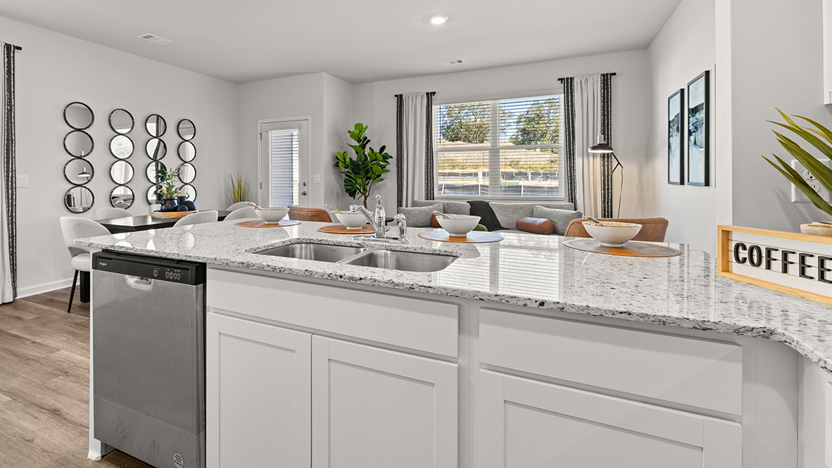 Interior kitchen with white cabinets