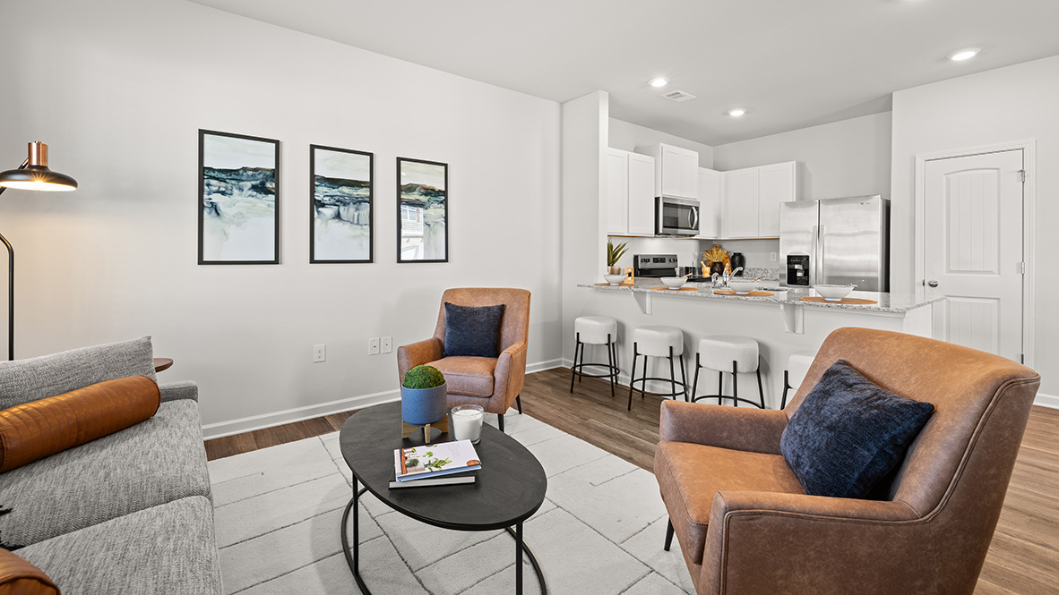 Interior living area with large window