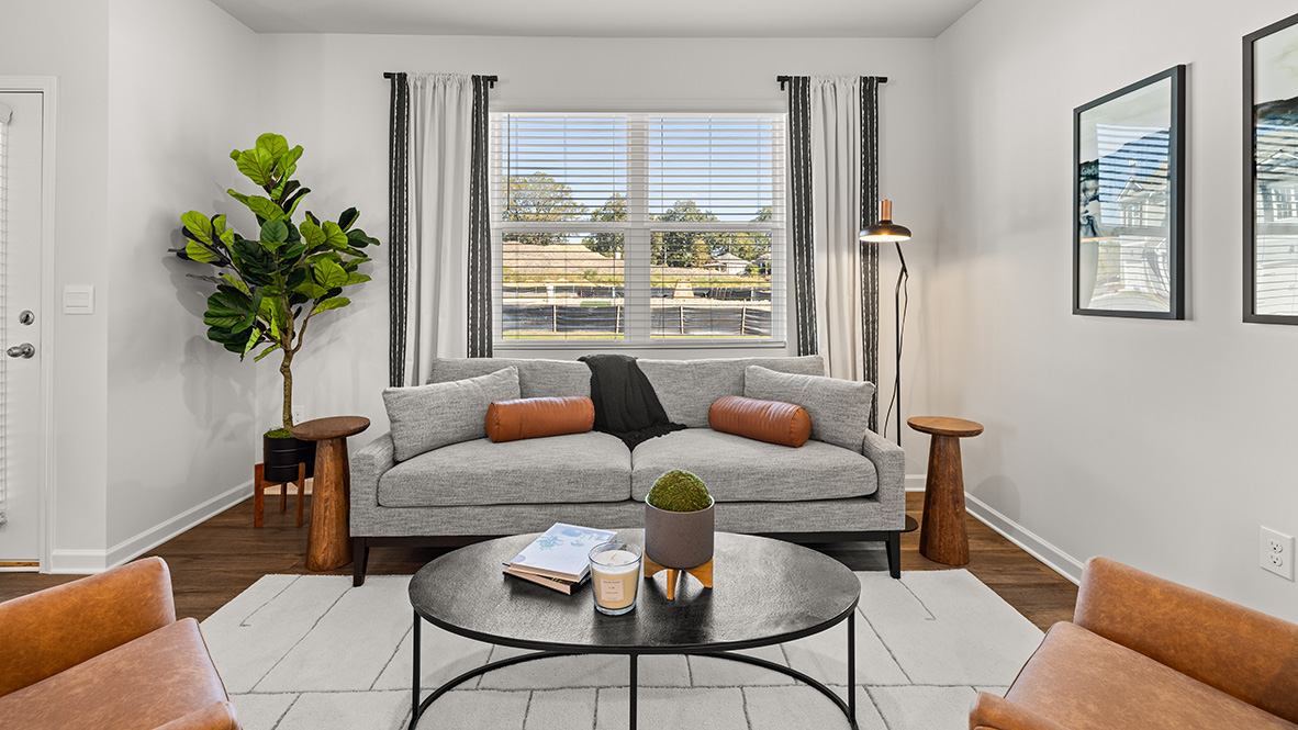 Interior living area with large window