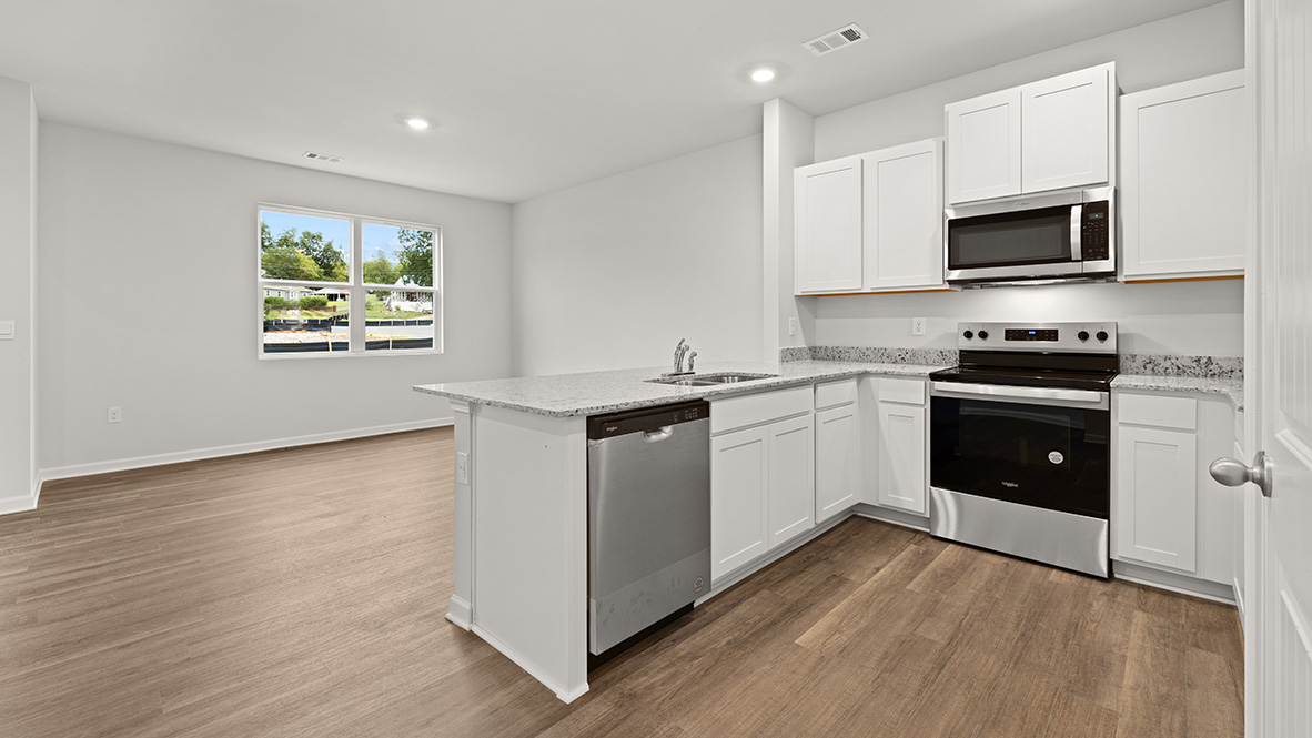 Interior kitchen with white cabinets
