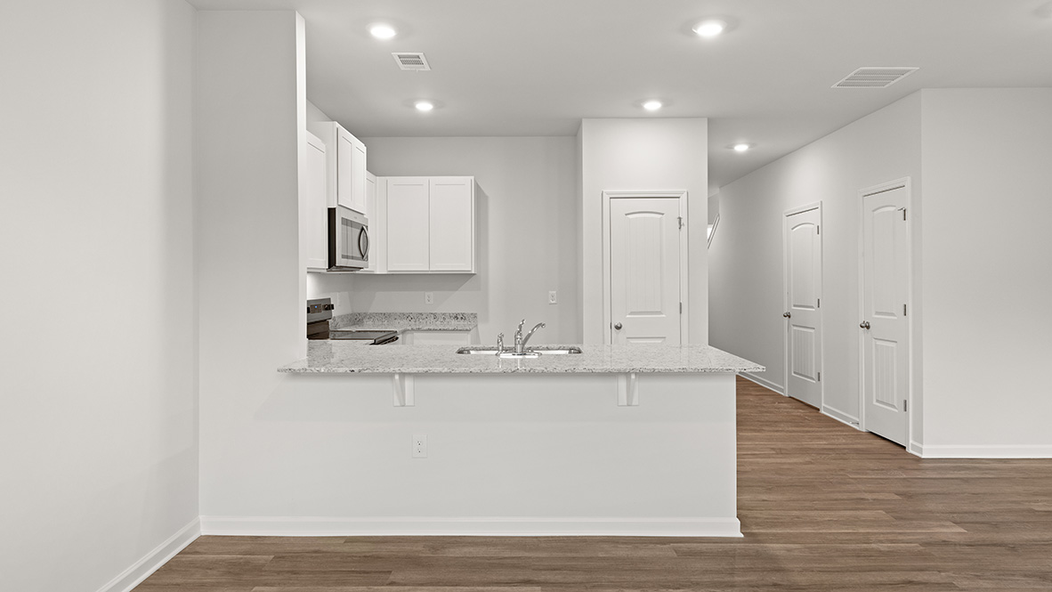 Interior kitchen with white cabinets