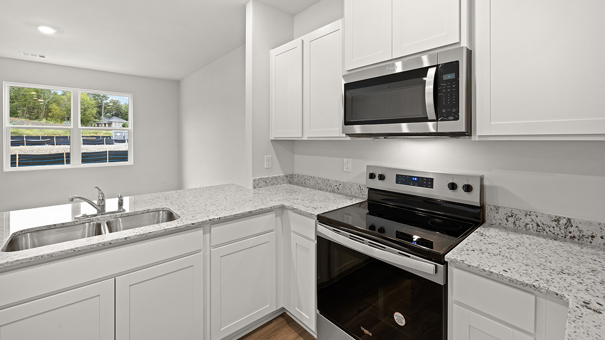 Interior kitchen with white cabinets