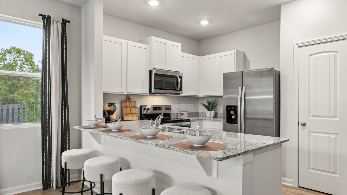 Interior kitchen with white cabinets