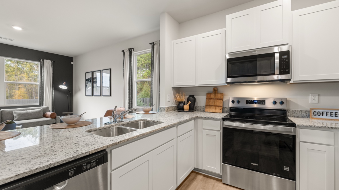 Interior kitchen with white cabinets