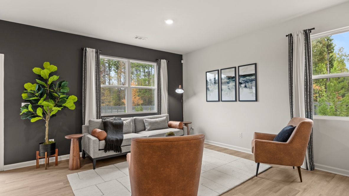 Interior living area with large windows