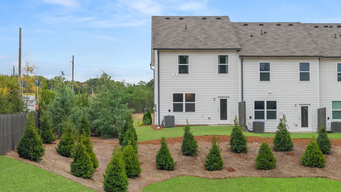 Exterior rear view of townhomes