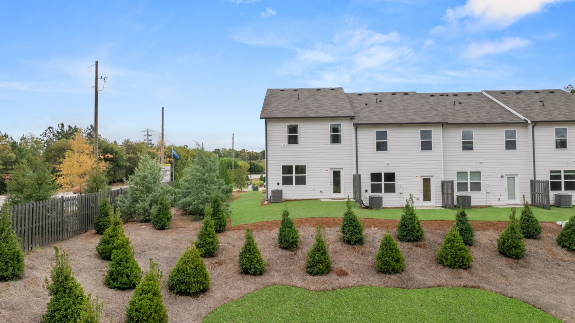 Exterior rear view of townhomes