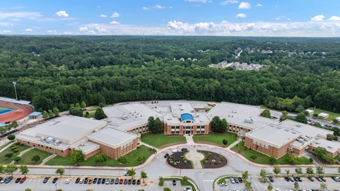 Exterior view of stadium near community