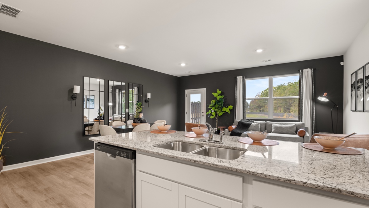 Interior kitchen with countertop and white cabinets