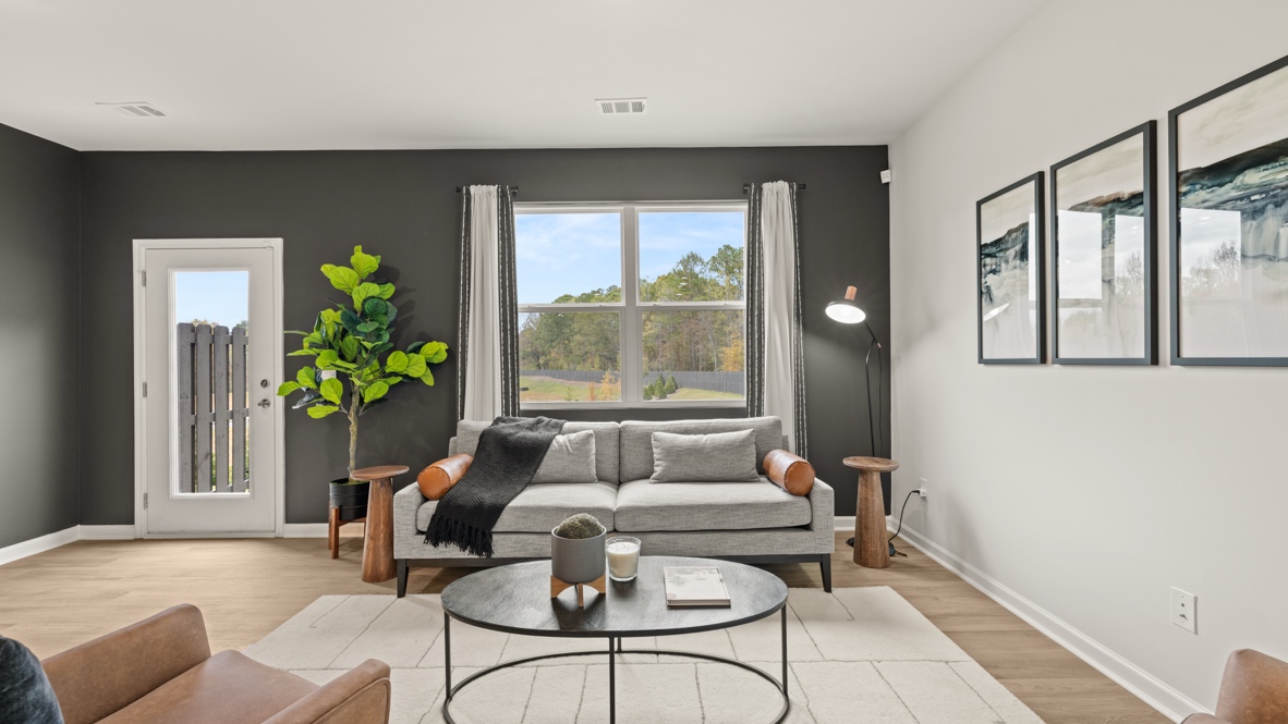 Interior living area with large windows