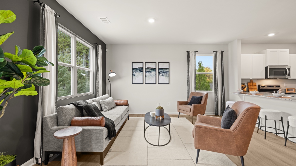 Interior living area with large windows