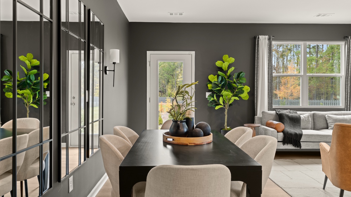 Interior dining area open to living area